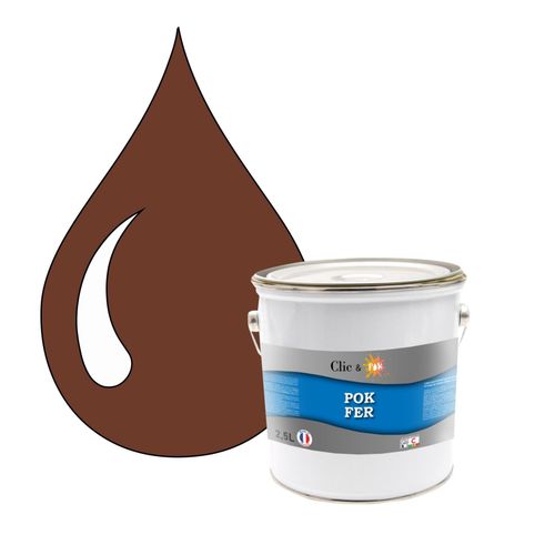 POK FER Marron : Peinture de Finition Antirouille Laque Semi-Brillante Métaux Ferreux - 2,5L - RAL 8002 - Brun de Sécurité