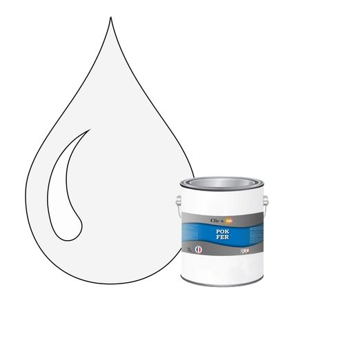 POK FER Noir & Blanc : Peinture de Finition Antirouille Laque Semi-Brillante Métaux Ferreux - 1L - RAL 9003 - Blanc de Sécurité