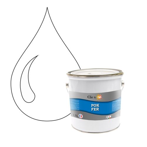POK FER Noir & Blanc : Peinture de Finition Antirouille Laque Semi-Brillante Métaux Ferreux - 2,5L - RAL 9010 - Blanc Pur
