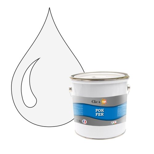 POK FER Noir & Blanc : Peinture de Finition Antirouille Laque Semi-Brillante Métaux Ferreux - 2,5L - RAL 9003 - Blanc de Sécurité