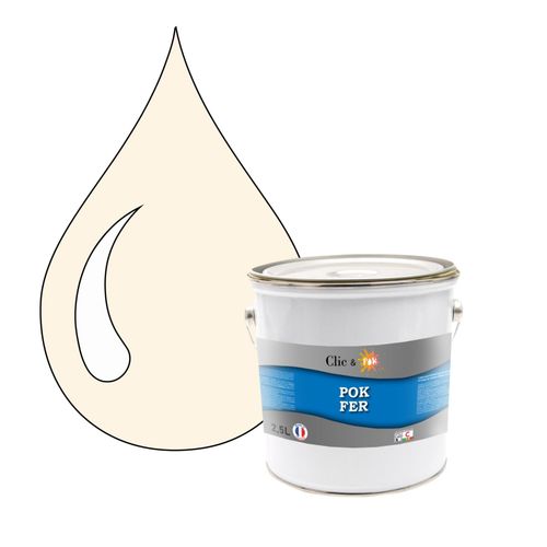 POK FER Noir & Blanc : Peinture de Finition Antirouille Laque Semi-Brillante Métaux Ferreux - 2,5L - RAL 9001 - Blanc Crème