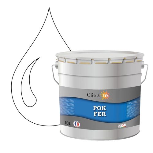 POK FER Noir & Blanc : Peinture de Finition Antirouille Laque Semi-Brillante Métaux Ferreux - 10L - RAL 9010 - Blanc Pur