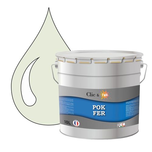 POK FER Noir & Blanc : Peinture de Finition Antirouille Laque Semi-Brillante Métaux Ferreux - 10L - RAL 9002 - Blanc Gris