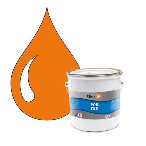 POK FER Orange : Peinture de Finition Antirouille Laque Semi-Brillante Métaux Ferreux - 2,5L - RAL 2000 - Orangé Jaune
