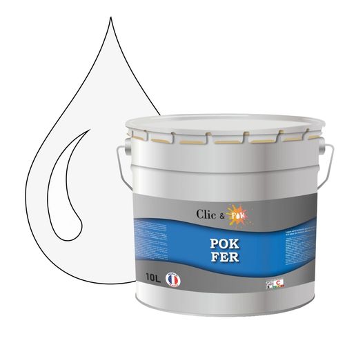 POK FER Noir & Blanc : Peinture de Finition Antirouille Laque Semi-Brillante Métaux Ferreux - 10L - RAL 9016 - Blanc Signalisation