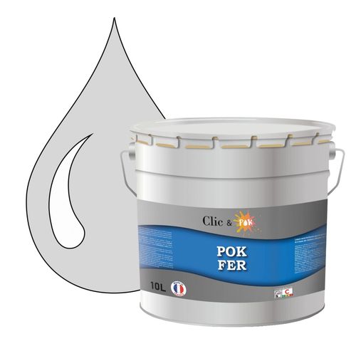 POK FER Noir & Blanc : Peinture de Finition Antirouille Laque Semi-Brillante Métaux Ferreux - 10L - RAL 9018 - Blanc Papyrus