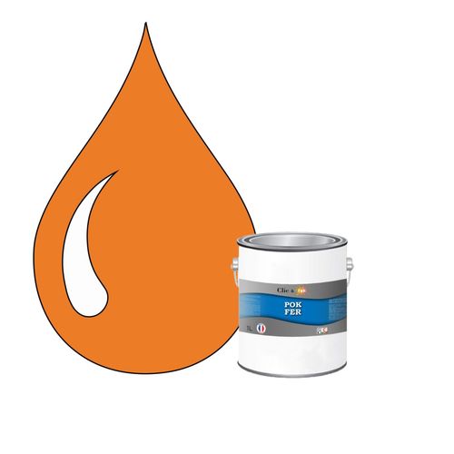 POK FER Orange : Peinture de Finition Antirouille Laque Semi-Brillante Métaux Ferreux - 1L - RAL 2011 - Orangé Foncé