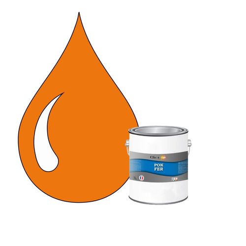 POK FER Orange : Peinture de Finition Antirouille Laque Semi-Brillante Métaux Ferreux - 1L - RAL 2000 - Orangé Jaune