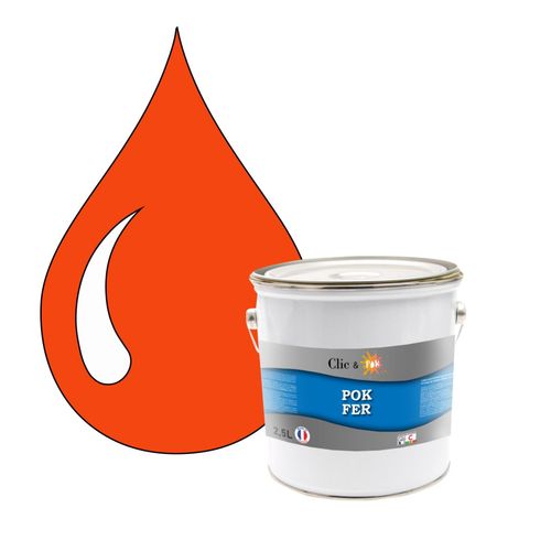 POK FER Orange : Peinture de Finition Antirouille Laque Semi-Brillante Métaux Ferreux - 2,5L - RAL 2004 - Orangé Pur