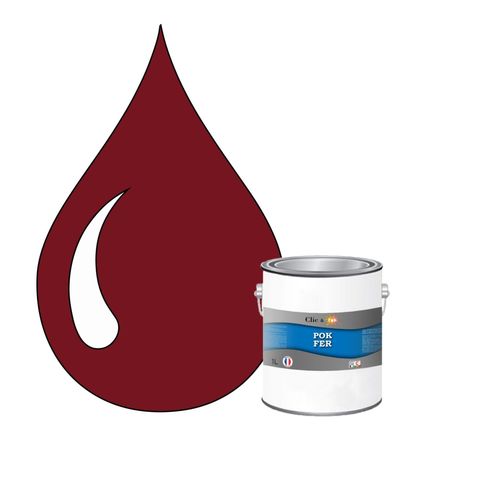 POK FER Rouge : Peinture de Finition Antirouille Laque Semi-Brillante Métaux Ferreux - 1L - RAL 3004 - Rouge Pourpre