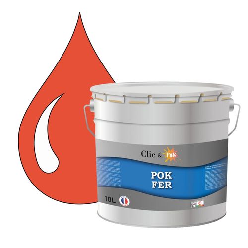 POK FER Orange : Peinture de Finition Antirouille Laque Semi-Brillante Métaux Ferreux - 10L - RAL 2012 - Orangé Saumon
