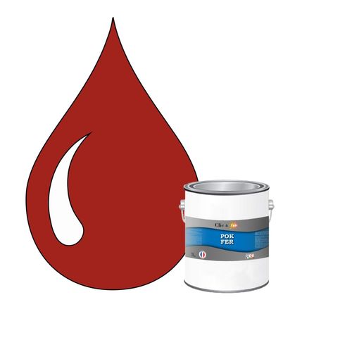 POK FER Rouge : Peinture de Finition Antirouille Laque Semi-Brillante Métaux Ferreux - 1L - RAL 3002 - Rouge Carmin