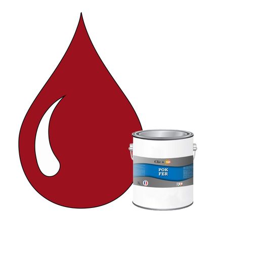 POK FER Rouge : Peinture de Finition Antirouille Laque Semi-Brillante Métaux Ferreux - 1L - RAL 3003 - Rouge Rubis