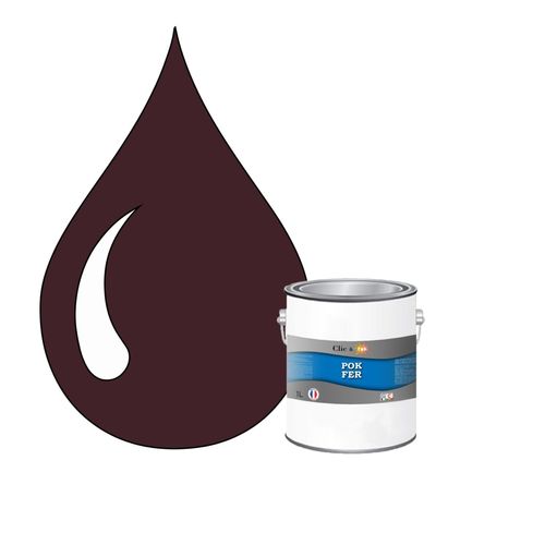 POK FER Rouge : Peinture de Finition Antirouille Laque Semi-Brillante Métaux Ferreux - 1L - RAL 3007 - Rouge Noir
