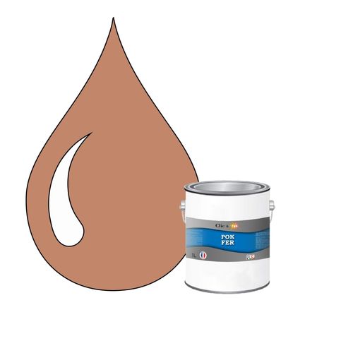 POK FER Rouge : Peinture de Finition Antirouille Laque Semi-Brillante Métaux Ferreux - 1L - RAL 3012 - Rouge Beige