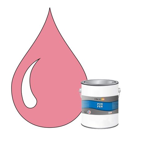 POK FER Rouge : Peinture de Finition Antirouille Laque Semi-Brillante Métaux Ferreux - 1L - RAL 3015 - Rose Clair