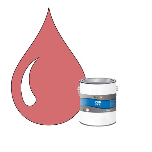 POK FER Rouge : Peinture de Finition Antirouille Laque Semi-Brillante Métaux Ferreux - 1L - RAL 3014 - Vieux Rose