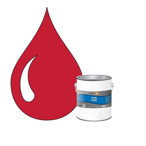 POK FER Rouge : Peinture de Finition Antirouille Laque Semi-Brillante Métaux Ferreux - 1L - RAL 3027 - Rouge Framboise
