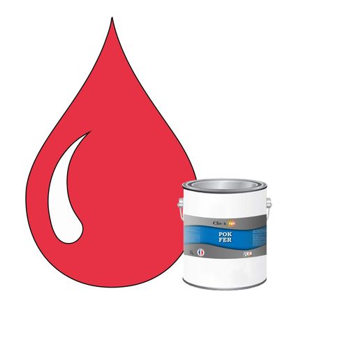 POK FER Rouge : Peinture de Finition Antirouille Laque Semi-Brillante Métaux Ferreux - 1L - RAL 3017 - Rosé