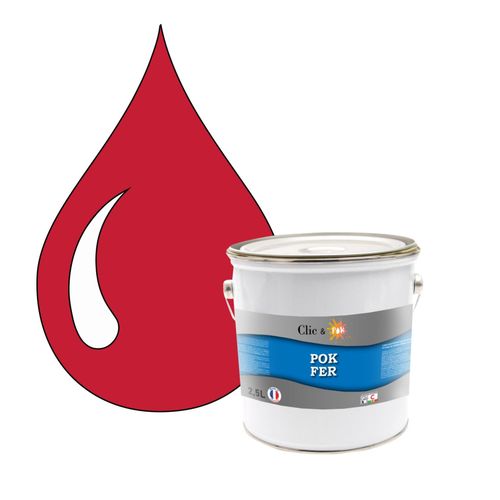 POK FER Rouge : Peinture de Finition Antirouille Laque Semi-Brillante Métaux Ferreux - 2,5L - RAL 3027 - Rouge Framboise