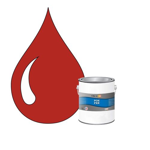 POK FER Rouge : Peinture de Finition Antirouille Laque Semi-Brillante Métaux Ferreux - 1L - RAL 3016 - Rouge Corail