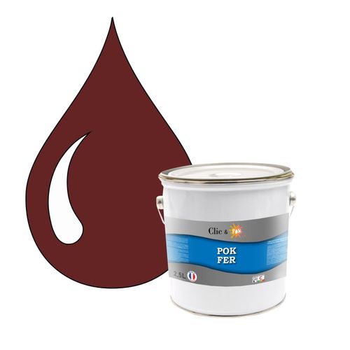 POK FER Rouge : Peinture de Finition Antirouille Laque Semi-Brillante Métaux Ferreux - 2,5L - RAL 3009 - Rouge Oxyde