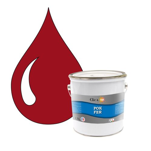 POK FER Rouge : Peinture de Finition Antirouille Laque Semi-Brillante Métaux Ferreux - 2,5L - RAL 3003 - Rouge Rubis