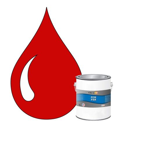 POK FER Rouge : Peinture de Finition Antirouille Laque Semi-Brillante Métaux Ferreux - 1L - RAL 3020 - Rouge Signalisation