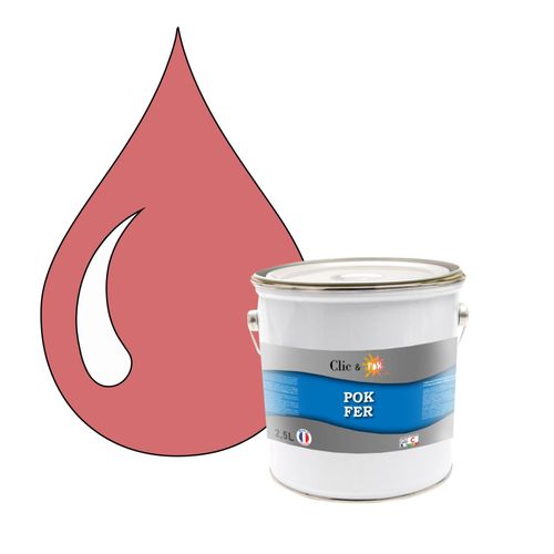 POK FER Rouge : Peinture de Finition Antirouille Laque Semi-Brillante Métaux Ferreux - 2,5L - RAL 3014 - Vieux Rose