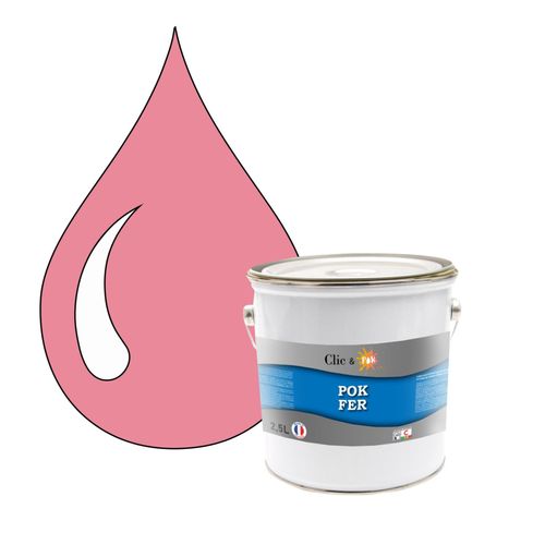 POK FER Rouge : Peinture de Finition Antirouille Laque Semi-Brillante Métaux Ferreux - 2,5L - RAL 3015 - Rose Clair