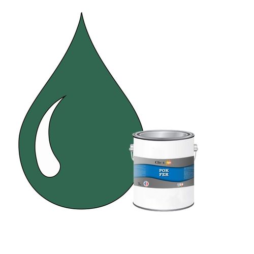 POK FER Vert : Peinture de Finition Antirouille Laque Semi-Brillante Métaux Ferreux - 1L - RAL 6000 - Vert Patine