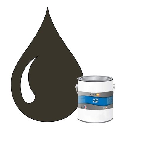 POK FER Vert : Peinture de Finition Antirouille Laque Semi-Brillante Métaux Ferreux - 1L - RAL 6008 - Vert Brun