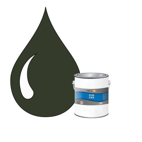 POK FER Vert : Peinture de Finition Antirouille Laque Semi-Brillante Métaux Ferreux - 1L - RAL 6007 - Vert Bouteille