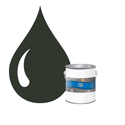 POK FER Vert : Peinture de Finition Antirouille Laque Semi-Brillante Métaux Ferreux - 1L - RAL 6009 - Vert Sapin
