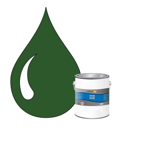 POK FER Vert : Peinture de Finition Antirouille Laque Semi-Brillante Métaux Ferreux - 1L - RAL 6002 - Vert Feuillage