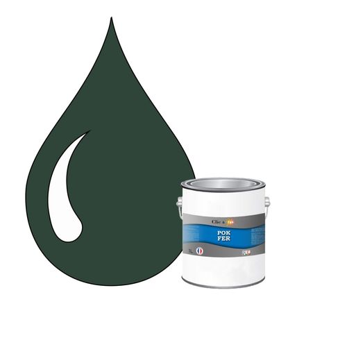 POK FER Vert : Peinture de Finition Antirouille Laque Semi-Brillante Métaux Ferreux - 1L - RAL 6005 - Vert Mousse
