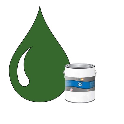POK FER Vert : Peinture de Finition Antirouille Laque Semi-Brillante Métaux Ferreux - 1L - RAL 6010 - Vert Herbe