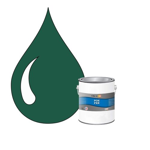 POK FER Vert : Peinture de Finition Antirouille Laque Semi-Brillante Métaux Ferreux - 1L - RAL 6016 - Vert Turquoise