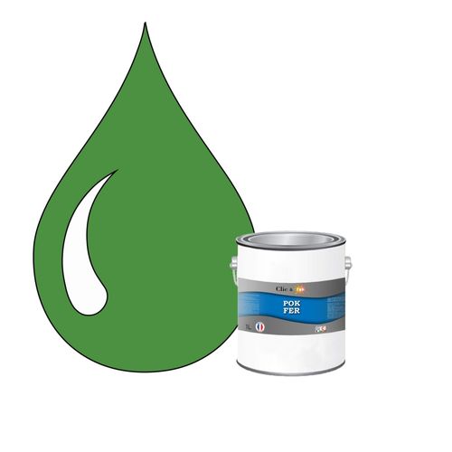 POK FER Vert : Peinture de Finition Antirouille Laque Semi-Brillante Métaux Ferreux - 1L - RAL 6017 - Vert Mai