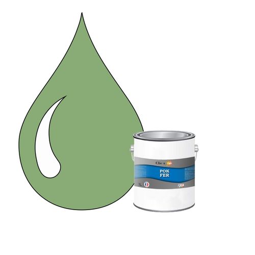 POK FER Vert : Peinture de Finition Antirouille Laque Semi-Brillante Métaux Ferreux - 1L - RAL 6021 - Vert Pâle