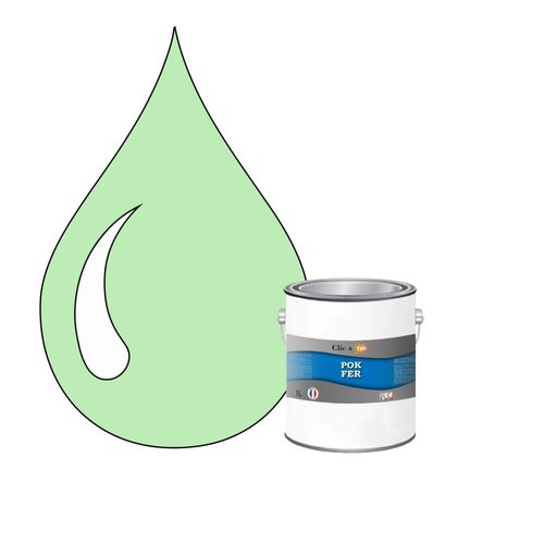 POK FER Vert : Peinture de Finition Antirouille Laque Semi-Brillante Métaux Ferreux - 1L - RAL 6019 - Vert Blanc