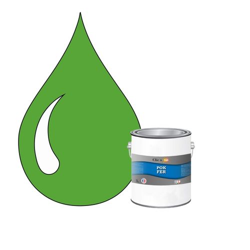 POK FER Vert : Peinture de Finition Antirouille Laque Semi-Brillante Métaux Ferreux - 1L - RAL 6018 - Vert Jaune