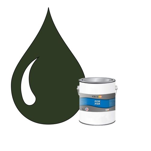 POK FER Vert : Peinture de Finition Antirouille Laque Semi-Brillante Métaux Ferreux - 1L - RAL 6020 - Vert Oxyde Chromique