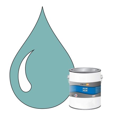 POK FER Vert : Peinture de Finition Antirouille Laque Semi-Brillante Métaux Ferreux - 1L - RAL 6034 - Turquoise Pastel