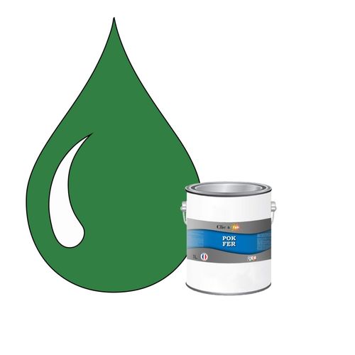 POK FER Vert : Peinture de Finition Antirouille Laque Semi-Brillante Métaux Ferreux - 1L - RAL 6032 - Vert de Sécurité