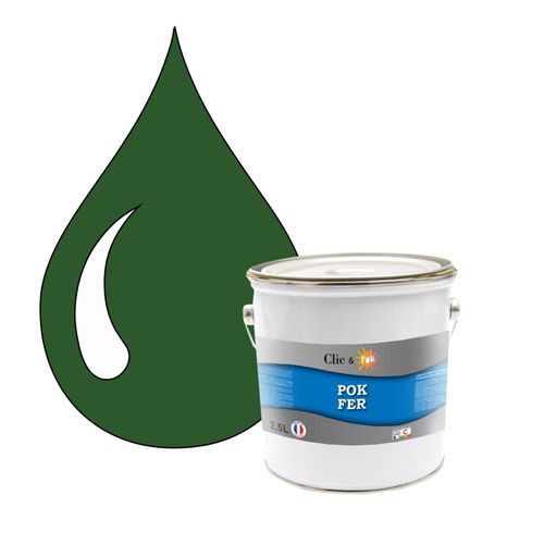 POK FER Vert : Peinture de Finition Antirouille Laque Semi-Brillante Métaux Ferreux - 2,5L - RAL 6002 - Vert Feuillage
