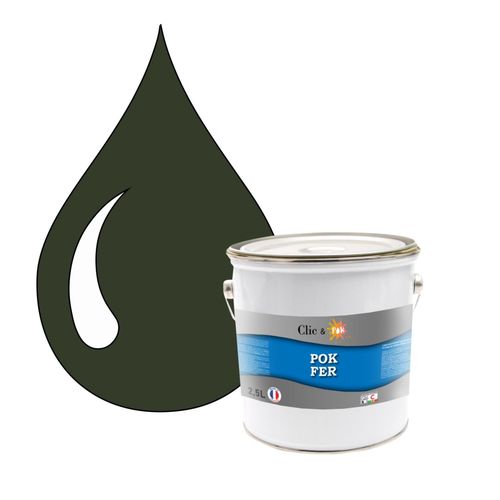 POK FER Vert : Peinture de Finition Antirouille Laque Semi-Brillante Métaux Ferreux - 2,5L - RAL 6007 - Vert Bouteille