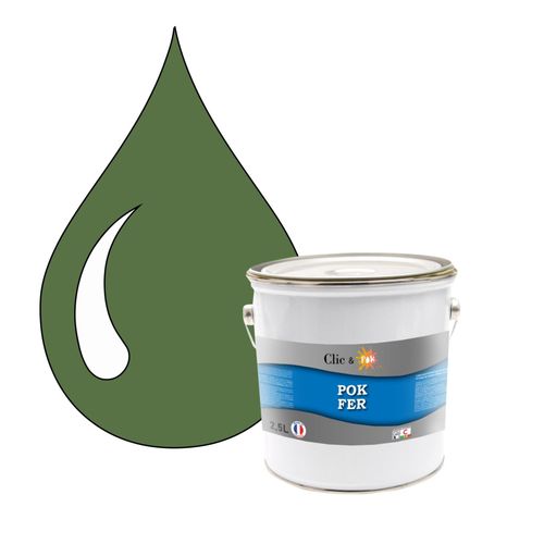 POK FER Vert : Peinture de Finition Antirouille Laque Semi-Brillante Métaux Ferreux - 2,5L - RAL 6011 - Vert Réséda