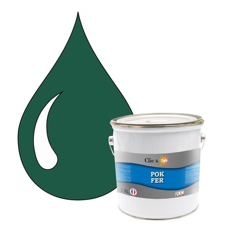 POK FER Vert : Peinture de Finition Antirouille Laque Semi-Brillante Métaux Ferreux - 2,5L - RAL 6016 - Vert Turquoise