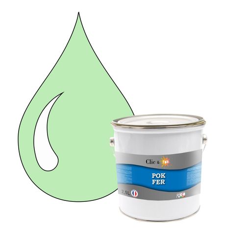 POK FER Vert : Peinture de Finition Antirouille Laque Semi-Brillante Métaux Ferreux - 2,5L - RAL 6019 - Vert Blanc